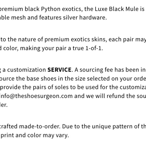 The Shoe Surgeon SURGEON MULE Luxe Black Python / 8M/9.5W - Picture 5 of 6